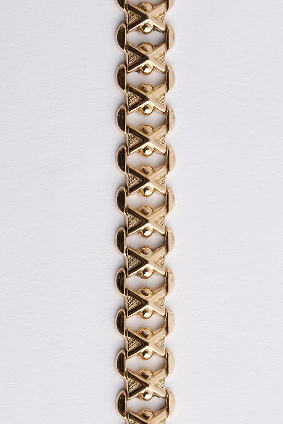 Gouden bewerkte schakel armband