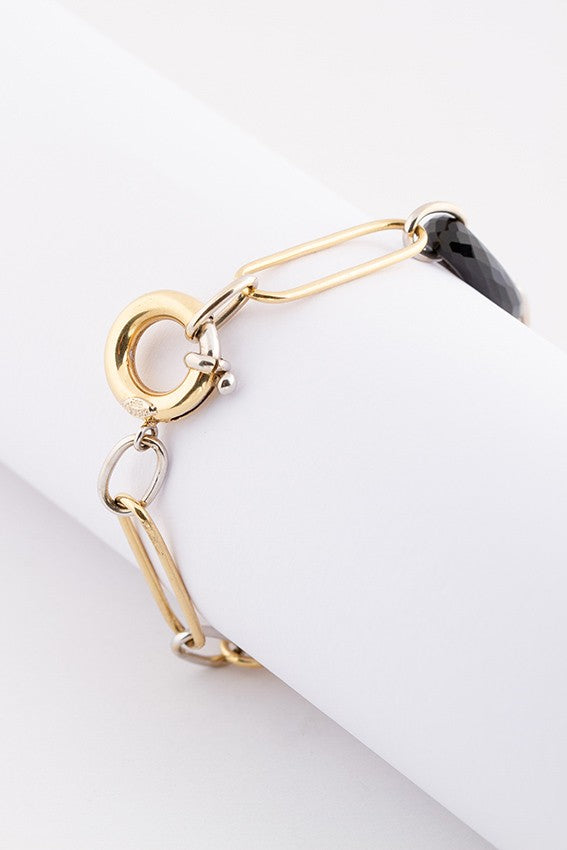 White/yellow gold link bracelet