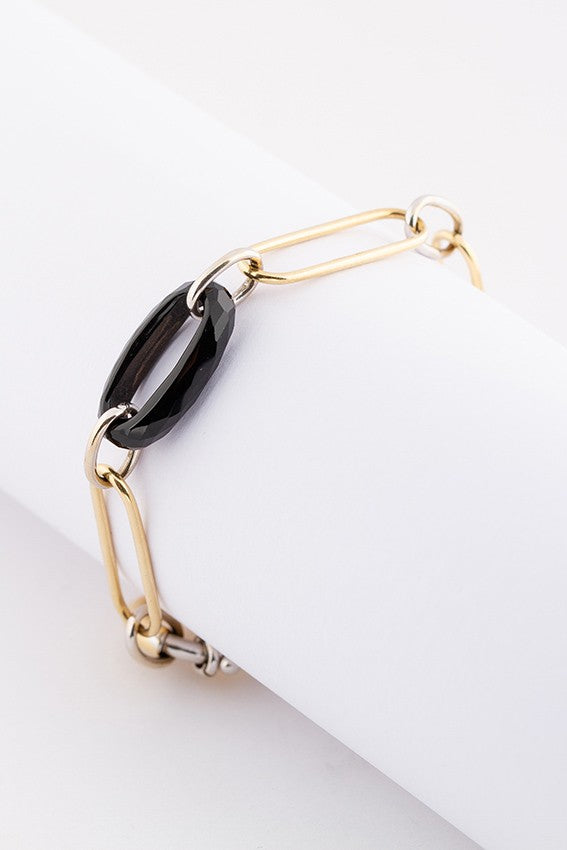 White/yellow gold link bracelet