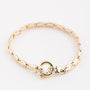 Wit/geel gouden schakel armband