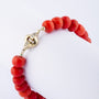 Red coral bracelet with gold clasp