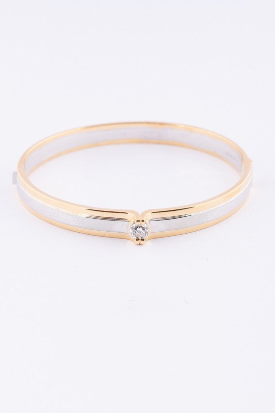 Gouden massieve slaven armband van het merk: Le Chic met een briljant