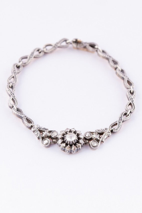 Gold/silver link bracelet with rose-cut diamonds.