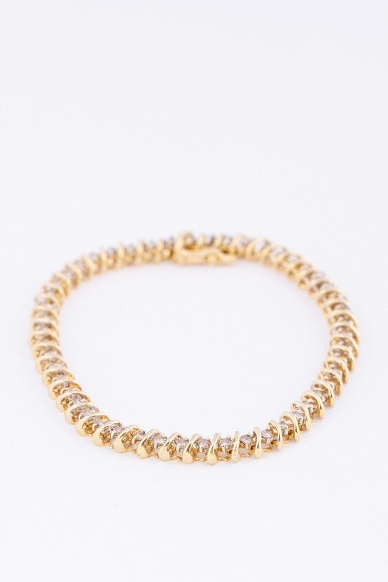 Gouden tennis schakel armband met briljanten