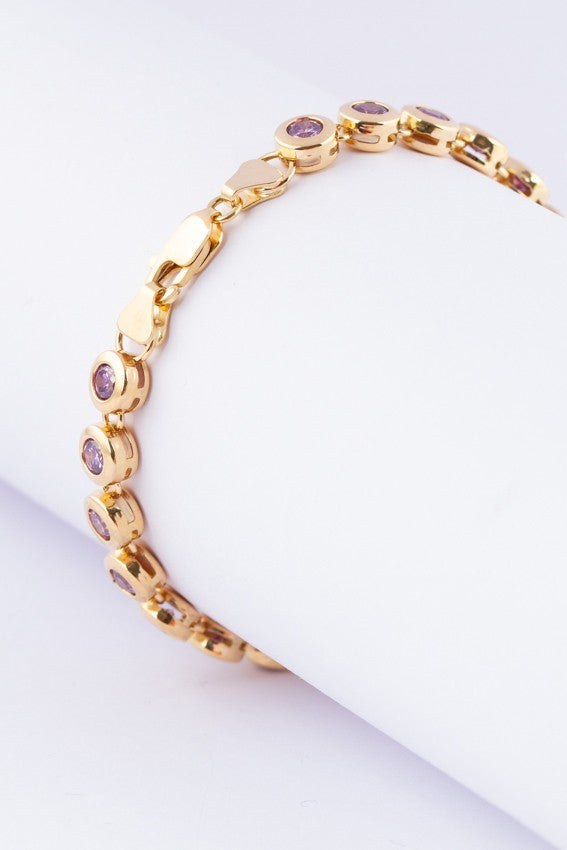 Gouden schakel armband met amethisten