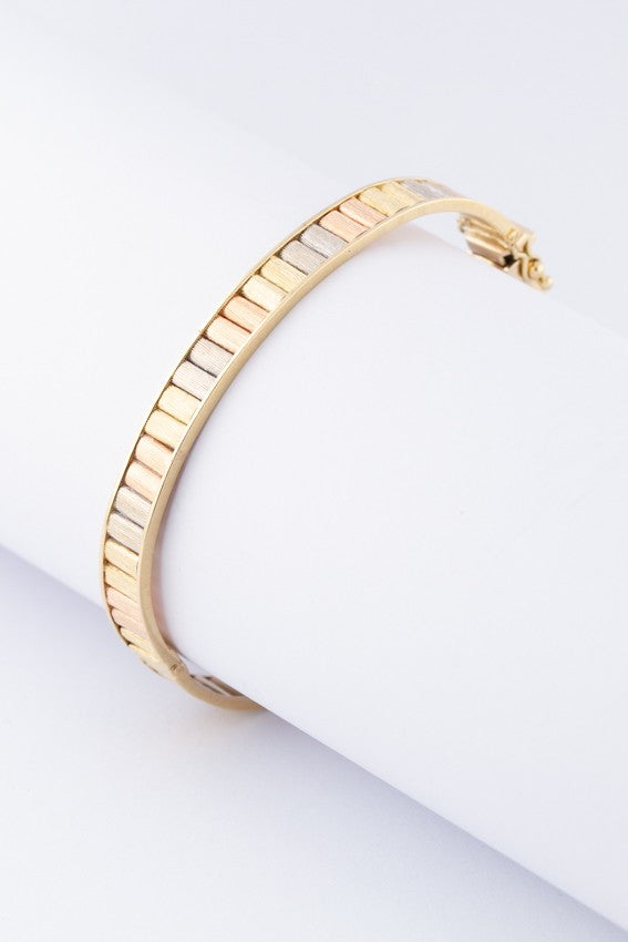 Gouden tri-color slaven armband met scharniersluiting