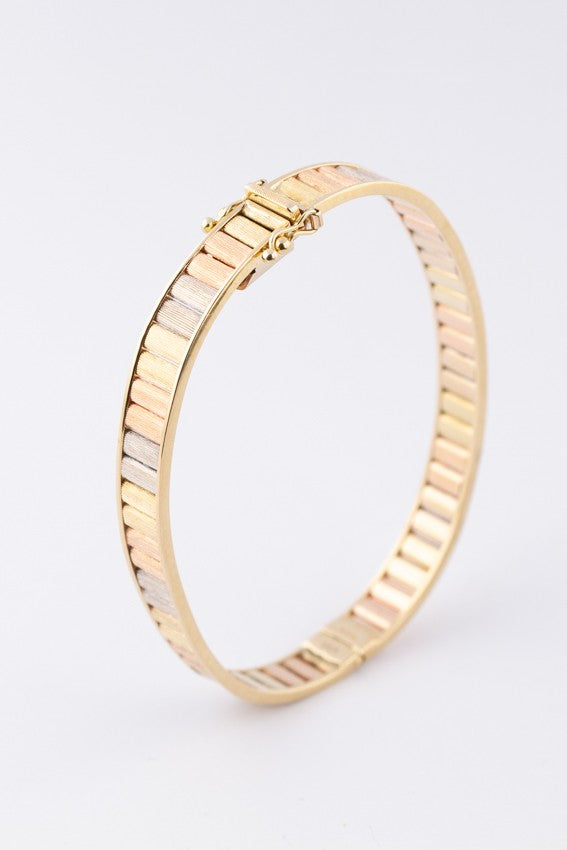 Gouden tri-color slaven armband met scharniersluiting