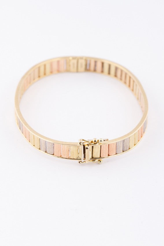 Gouden tri-color slaven armband met scharniersluiting