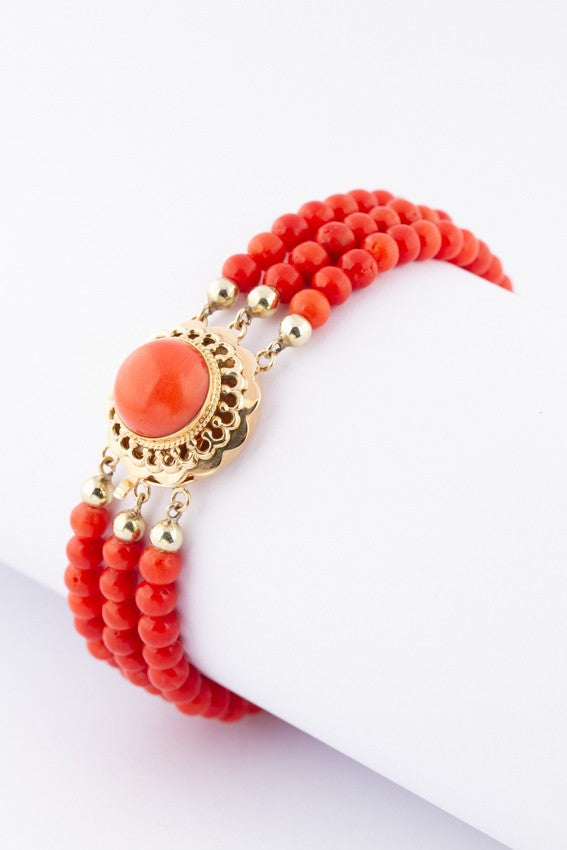 3-strand red coral bracelet