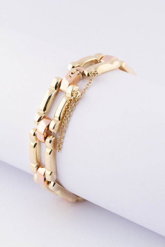 Gold bi-color link bracelet