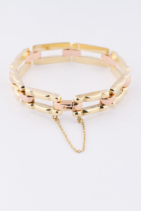 Gold bi-color link bracelet