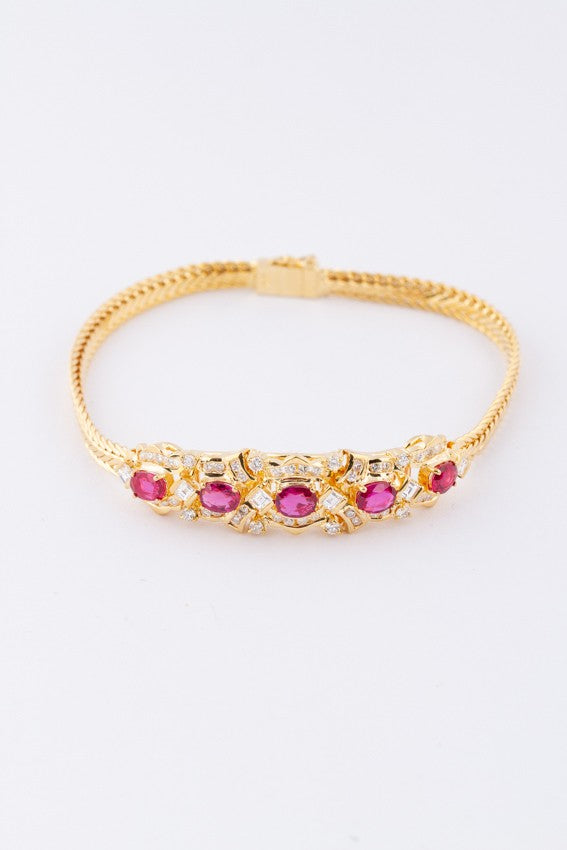 Gouden armband met robijnen, briljanten en diamanten