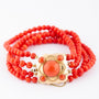 4-strand blood coral bracelet with gold clasp