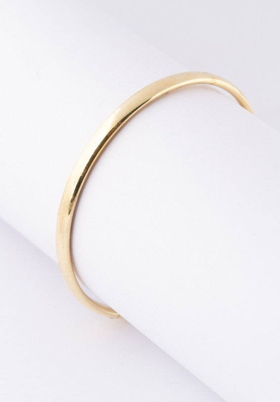 Gold bangle bracelet with hinge closure