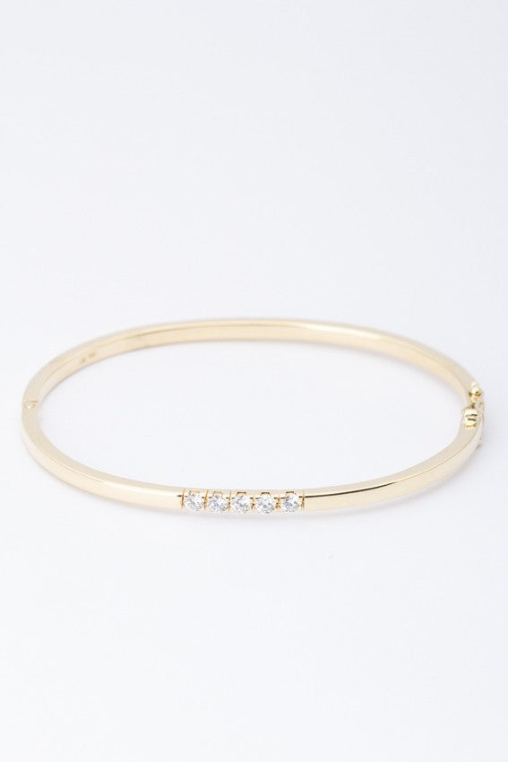 Gouden bangle met 5 briljanten (totaal ca. 0.50 ct.)