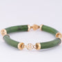 Gold link bracelet with jade