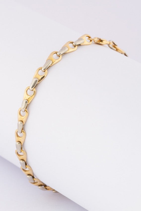 18 carat white/yellow gold solid link bracelet