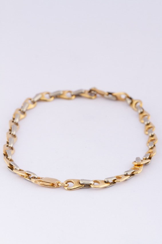 18 carat white/yellow gold solid link bracelet