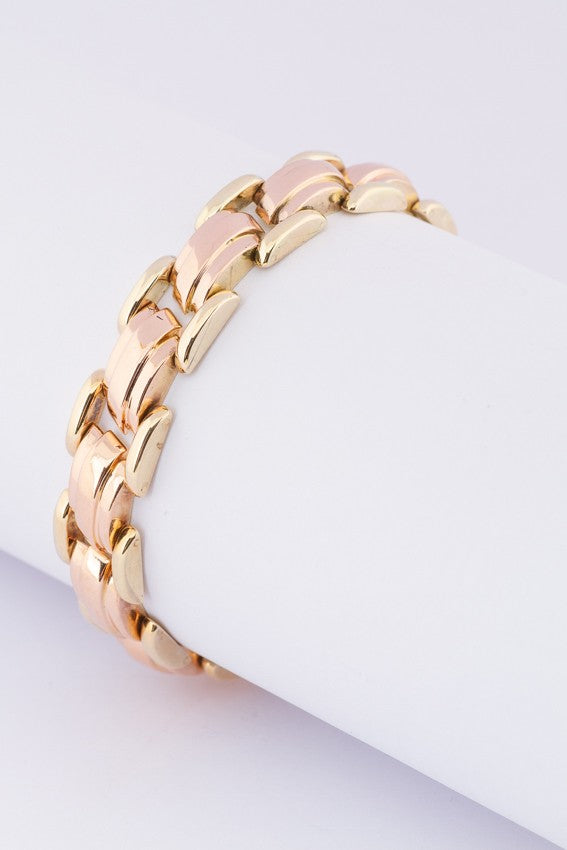 Gold bi-color link bracelet