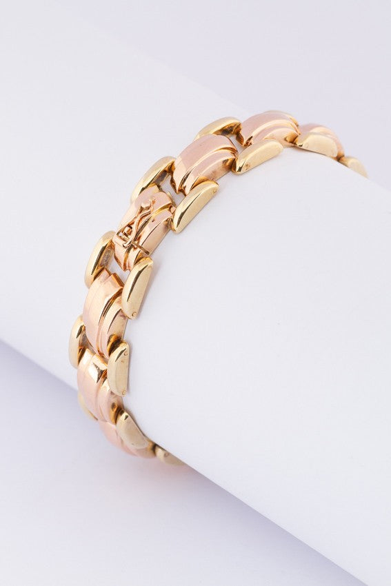 Gold bi-color link bracelet