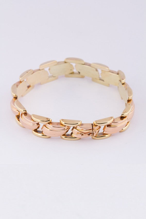 Gold bi-color link bracelet