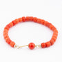 Blood coral bracelet with gold clasp