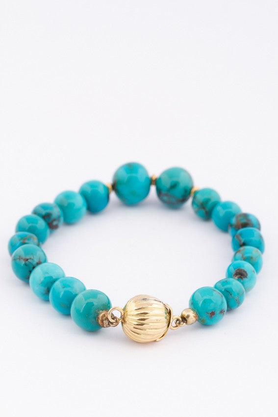 Turkoois armband met gouden sluiting