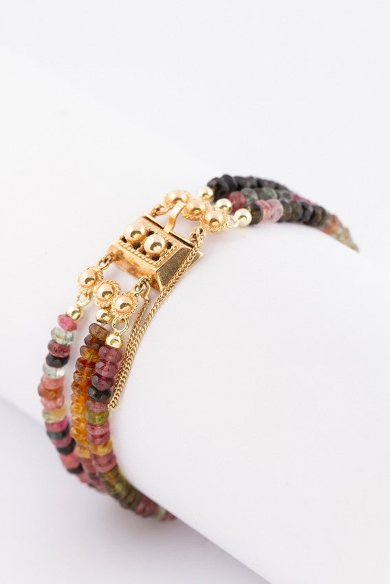 Toermalijn armband met gouden slot