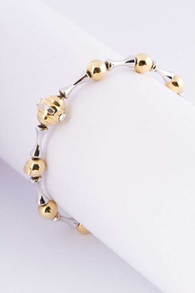 White/yellow gold link bracelet