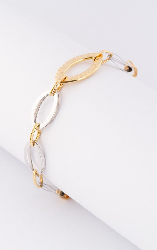 white/yellow gold link bracelet