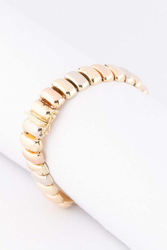 Gouden tri-color schakel armband