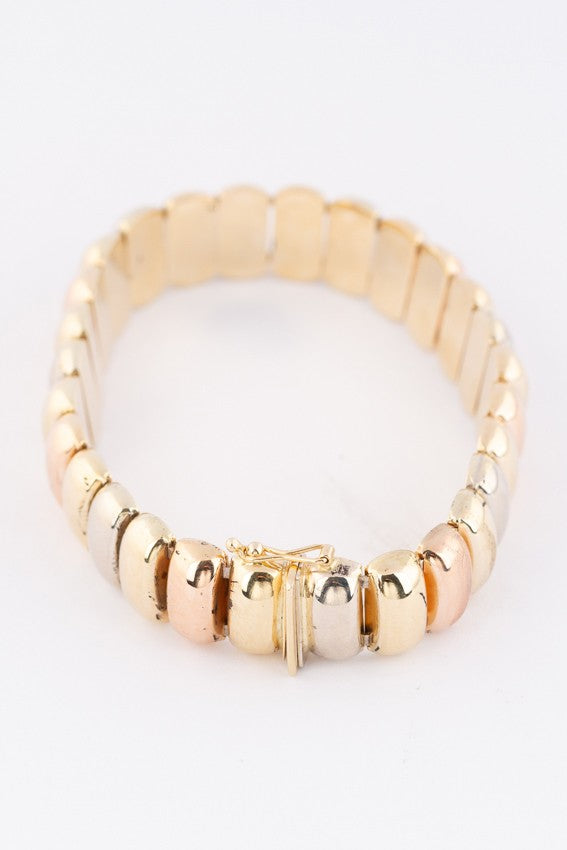 Gold tri-color link bracelet