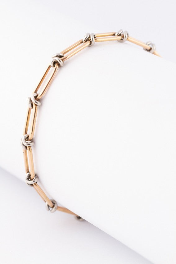 Goud/platina schakel armband