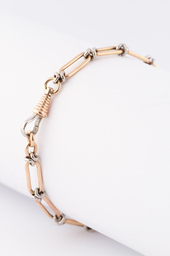 Goud/platina schakel armband