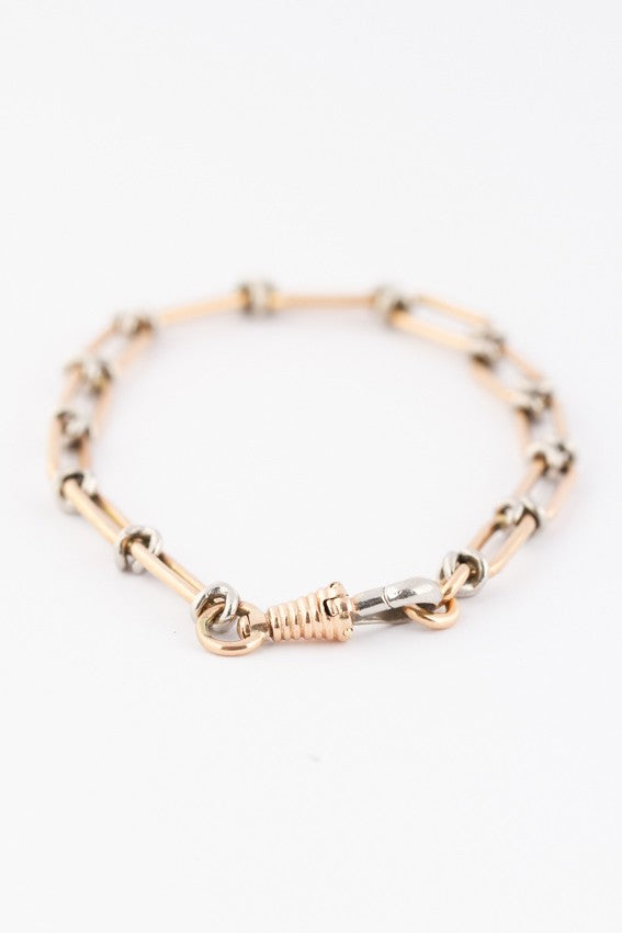 Goud/platina schakel armband