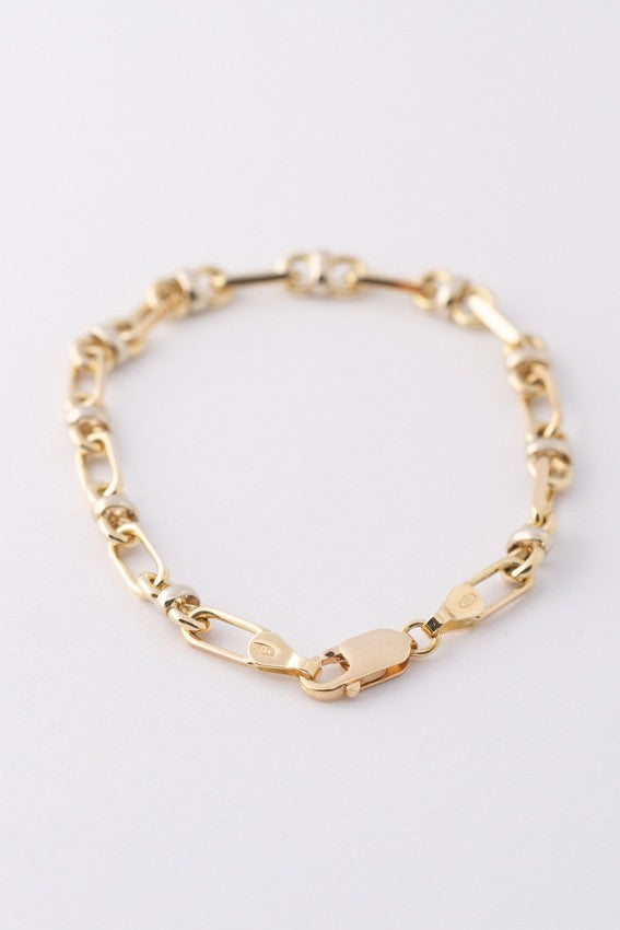 White/yellow gold link bracelet
