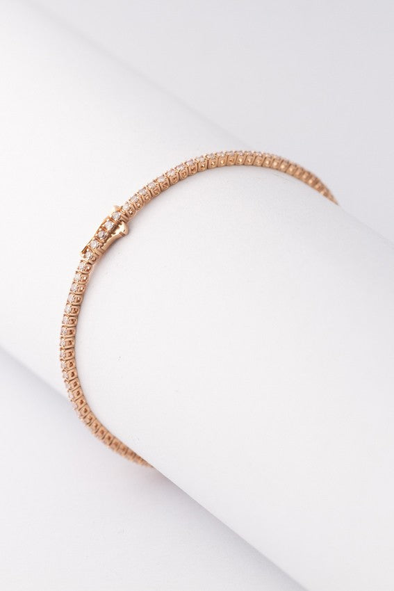 Rosé gouden tennis armband met 95 briljanten. Totaal 1.60 ct.