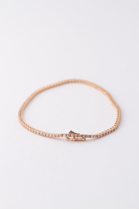 Rosé gouden tennis armband met 95 briljanten. Totaal 1.60 ct.