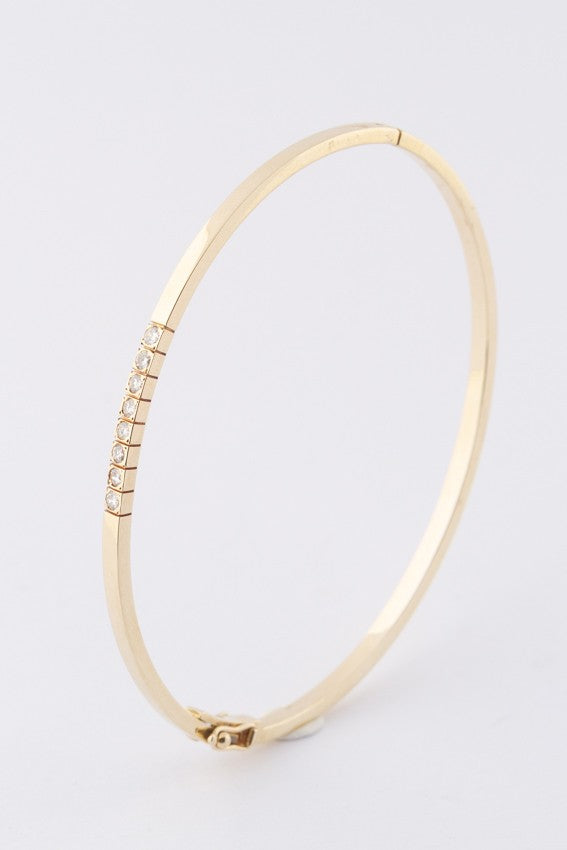 Gouden armband met 8 briljanten en scharnier sluiting