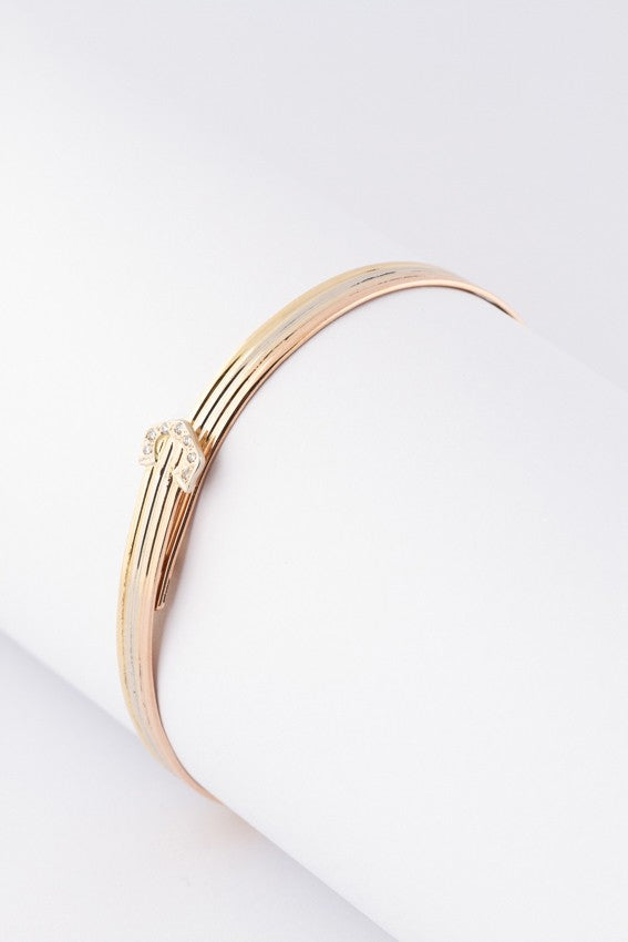 Gouden tri-color bangle met 7 briljanten