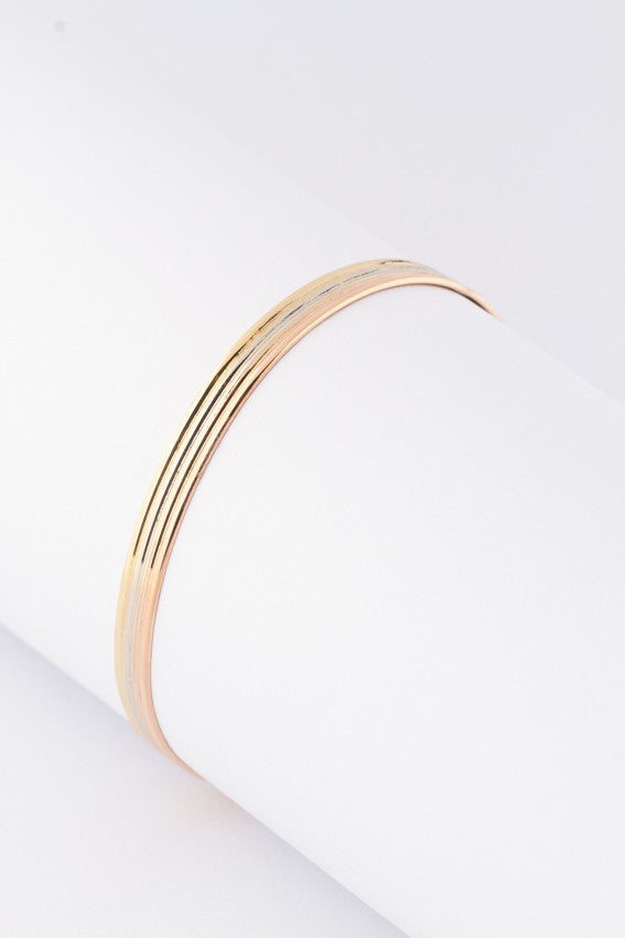 Gouden tri-color bangle met 7 briljanten