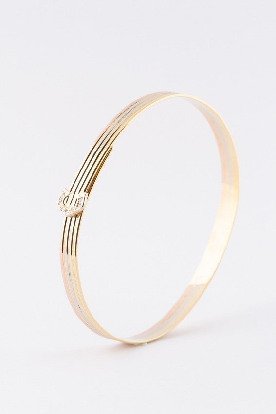 Gouden tri-color bangle met 7 briljanten