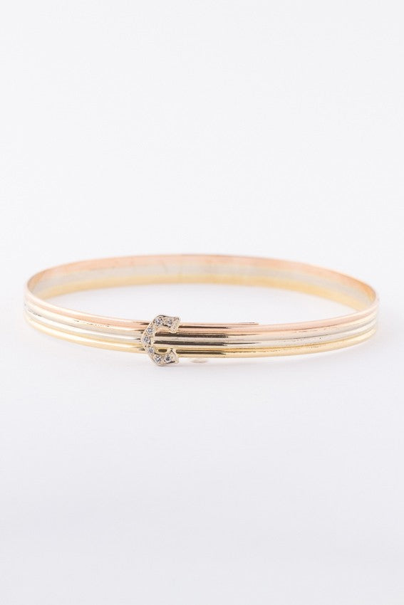 Gouden tri-color bangle met 7 briljanten