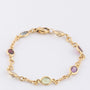 Gouden schakel armband met diverse edelstenen