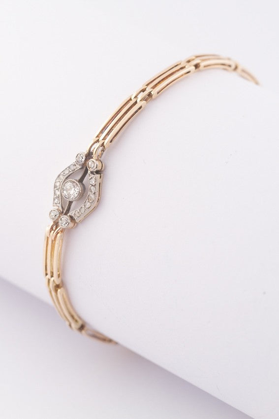 Gouden schakelarmband met briljanten