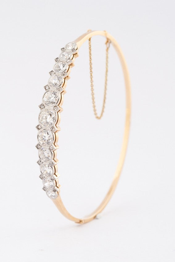 Antique gold bangle with old-cut diamonds
