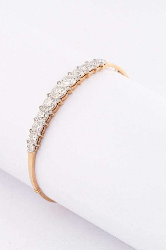 Antique gold bangle with old-cut diamonds
