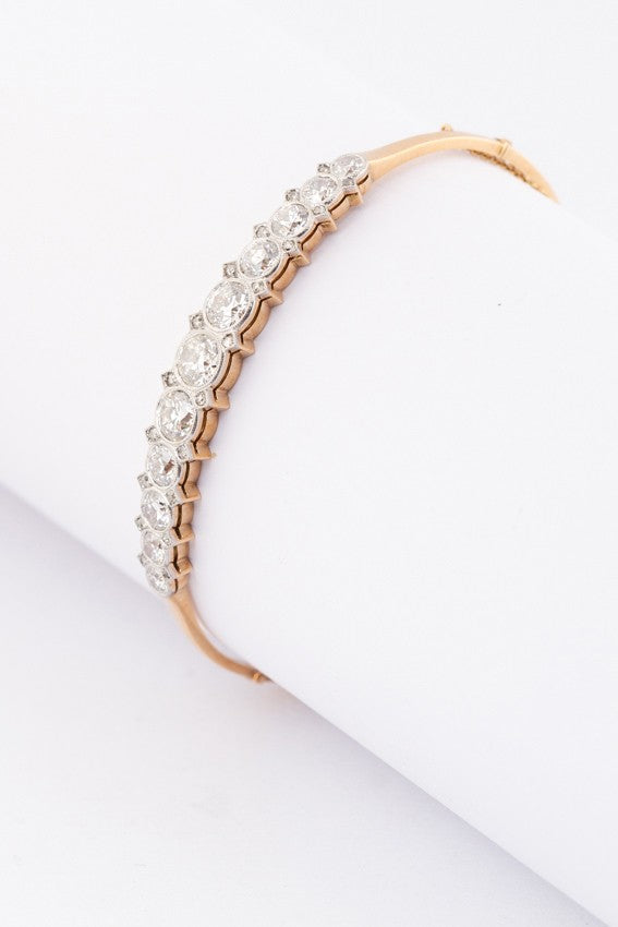 Antique gold bangle with old-cut diamonds