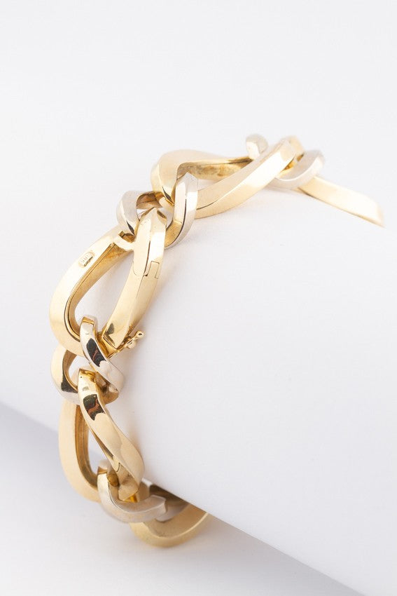 White/yellow gold link bracelet