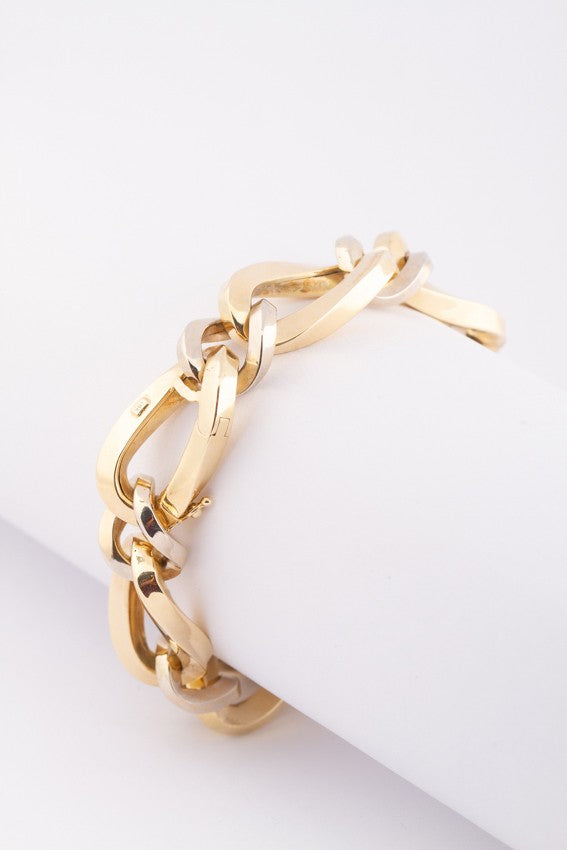 White/yellow gold link bracelet